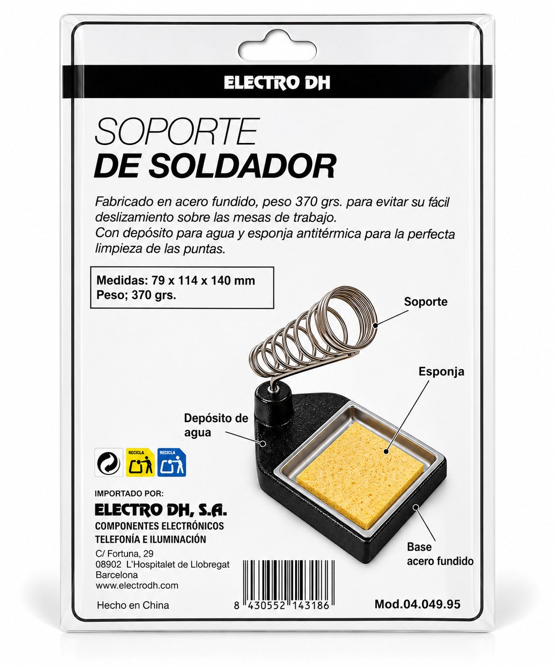 Soporte para Soldador de Sobremesa | Acero Fundido | Esponja de Limpieza | Base Estable