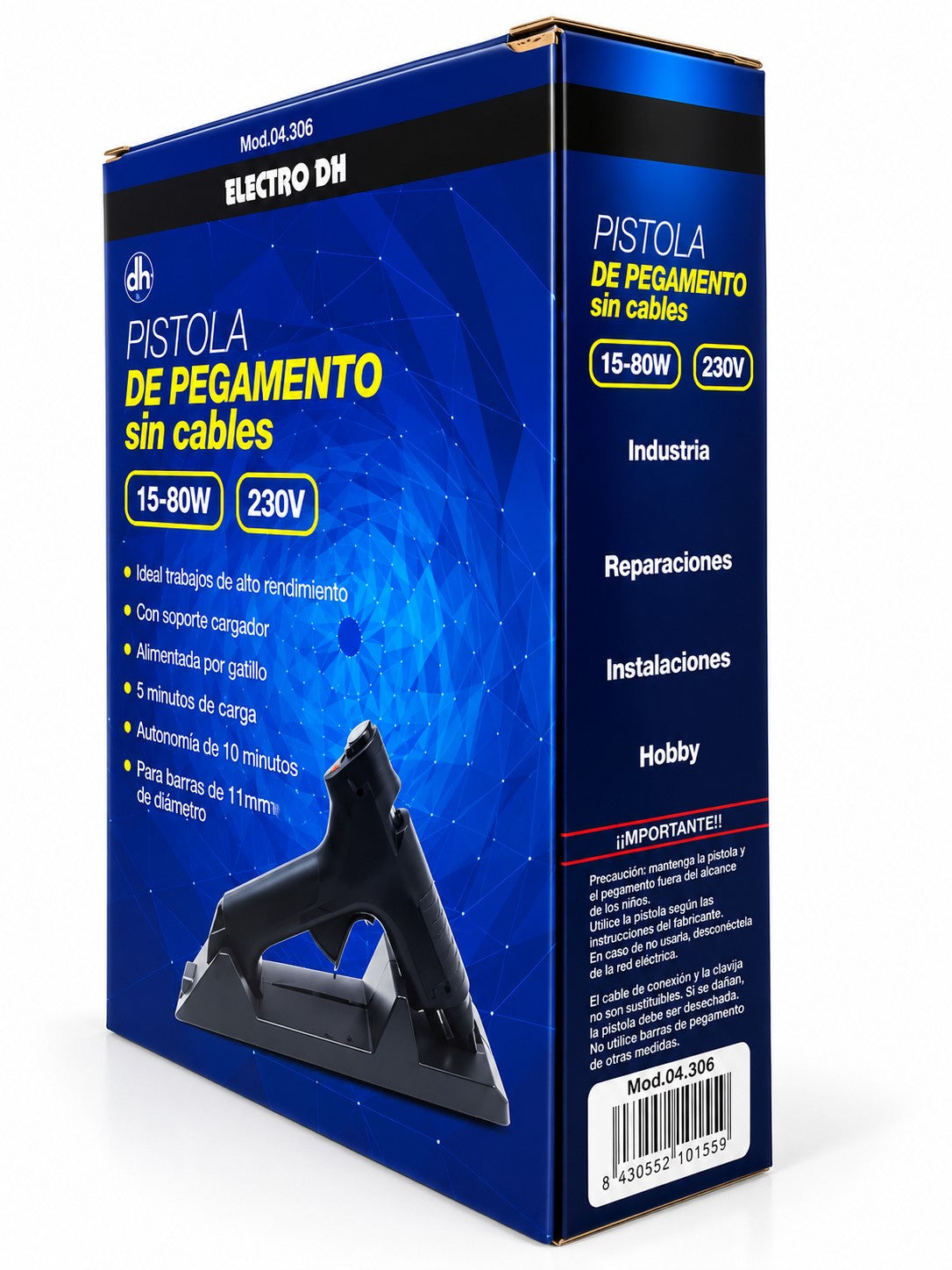 Pistola de Pegamento Inalámbrica Ø11 mm | 15-80W | Base de Carga + 5 Barras
