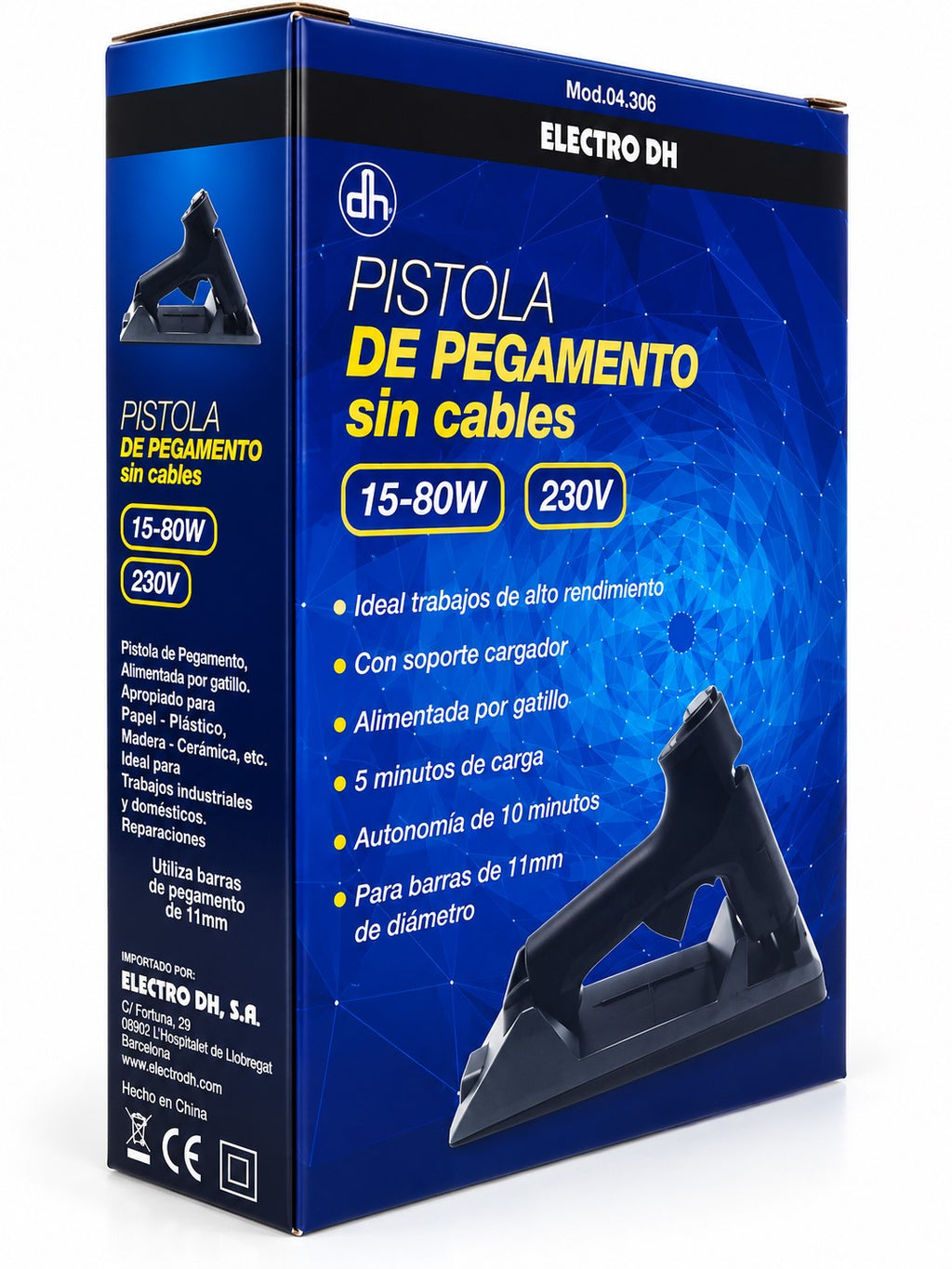 Pistola de Pegamento Inalámbrica Ø11 mm | 15-80W | Base de Carga + 5 Barras
