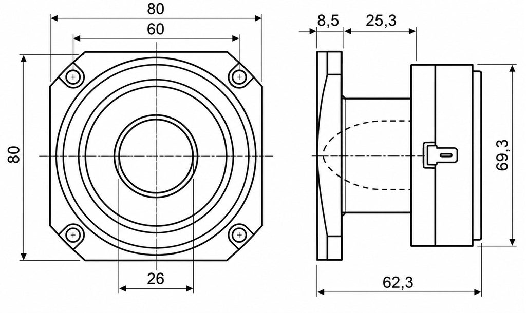 Altavoces Tweeter Bala Titanio 190W RMS | 380W Máx | 2 Unidades | 4-8 Ω