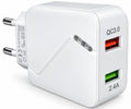Cargador Doble USB QC3.0 30W Carga Rápida para Red Blanco | Quick Charge 3.0