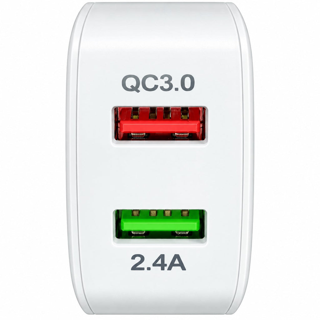 Cargador Doble USB QC3.0 30W Carga Rápida para Red Blanco | Quick Charge 3.0