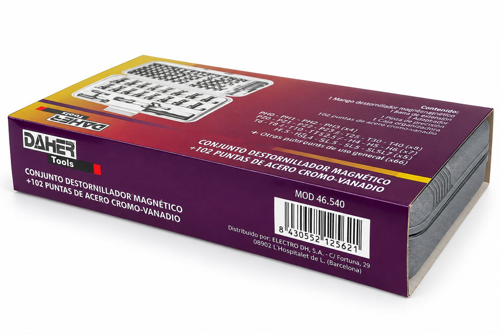 Kit Destornillador Magnético de Precisión + 102 Puntas | Cromo Vanadio | Maleta
