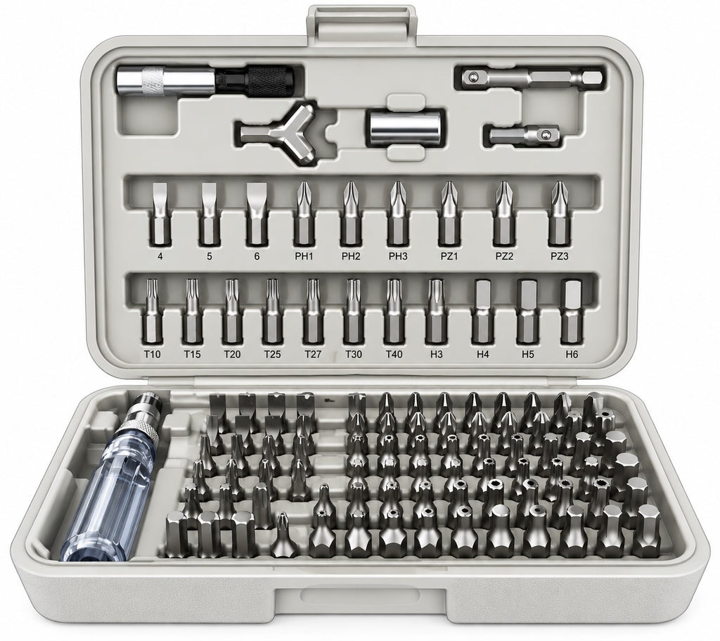 Kit Destornillador Magnético de Precisión + 102 Puntas | Cromo Vanadio | Maleta