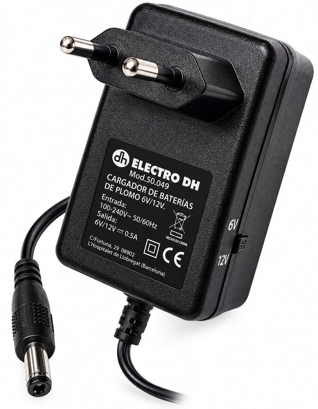 Cargador Baterías de Plomo 6V/12V 500mA | Selector de Voltaje | Lead-Acid