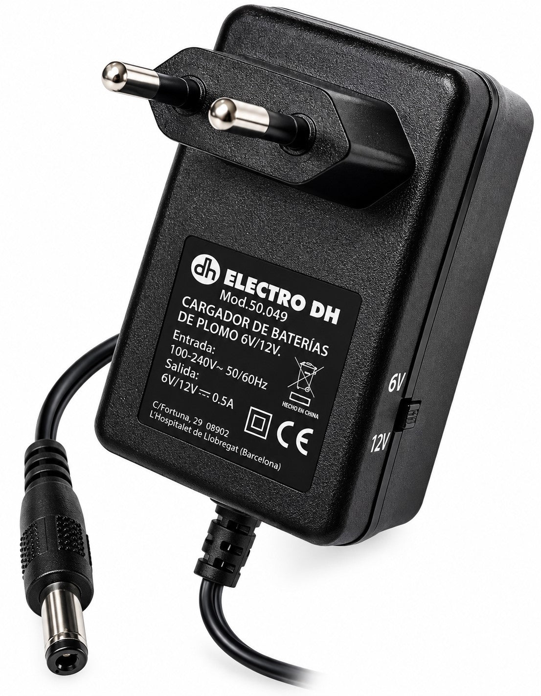 Cargador Baterías de Plomo 6V/12V 500mA | Selector de Voltaje | Lead-Acid