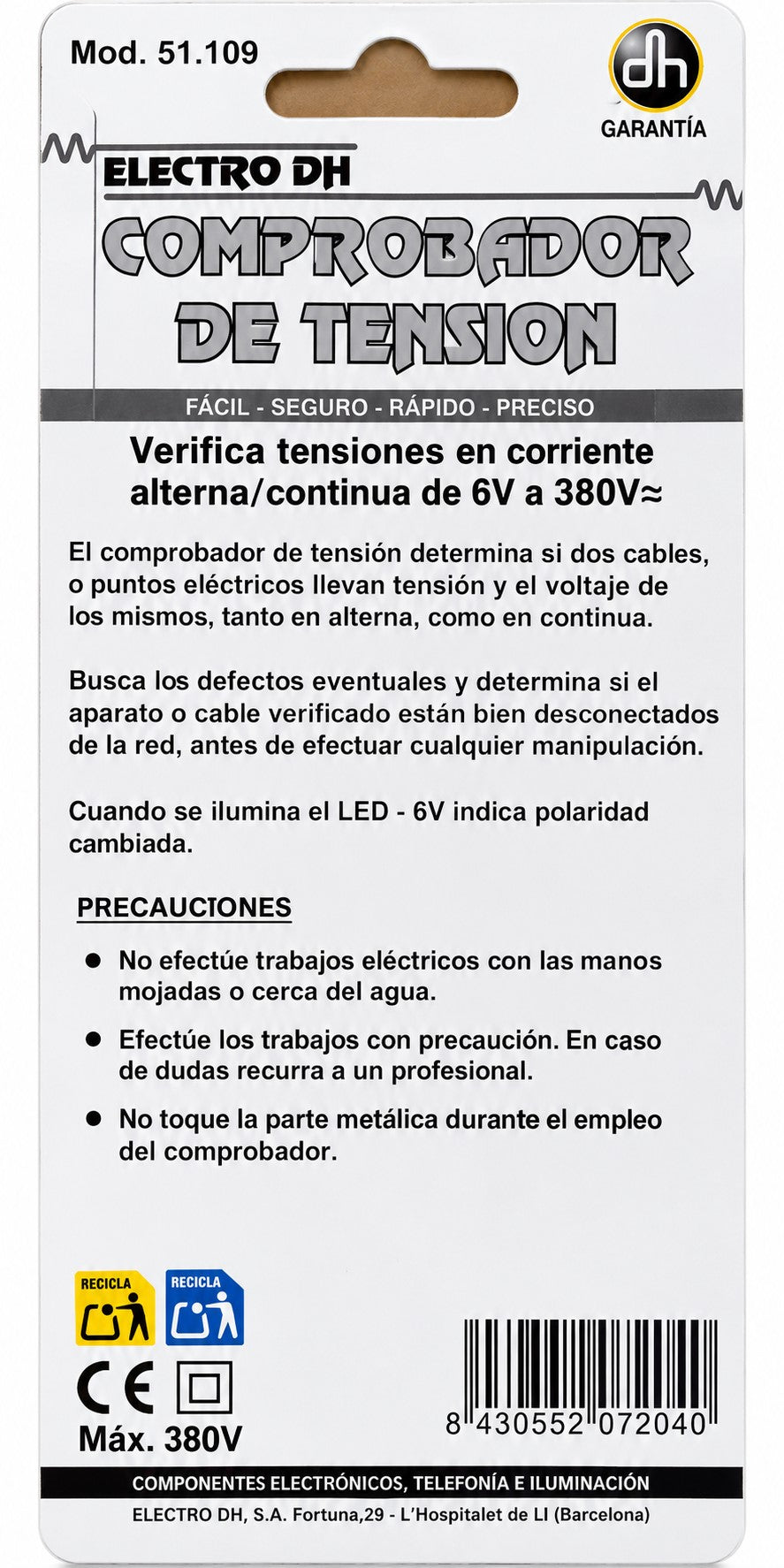 Comprobador de Tensión AC/DC 6-380V | Tester de Voltaje con Indicadores LED