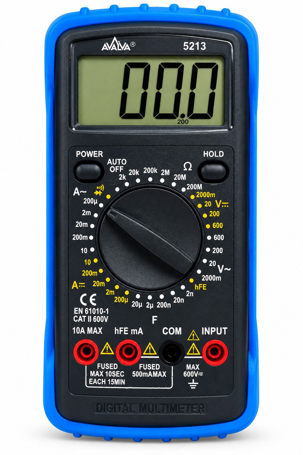 Multímetro Digital CAT II 10A 600V con Medidor de Transistores