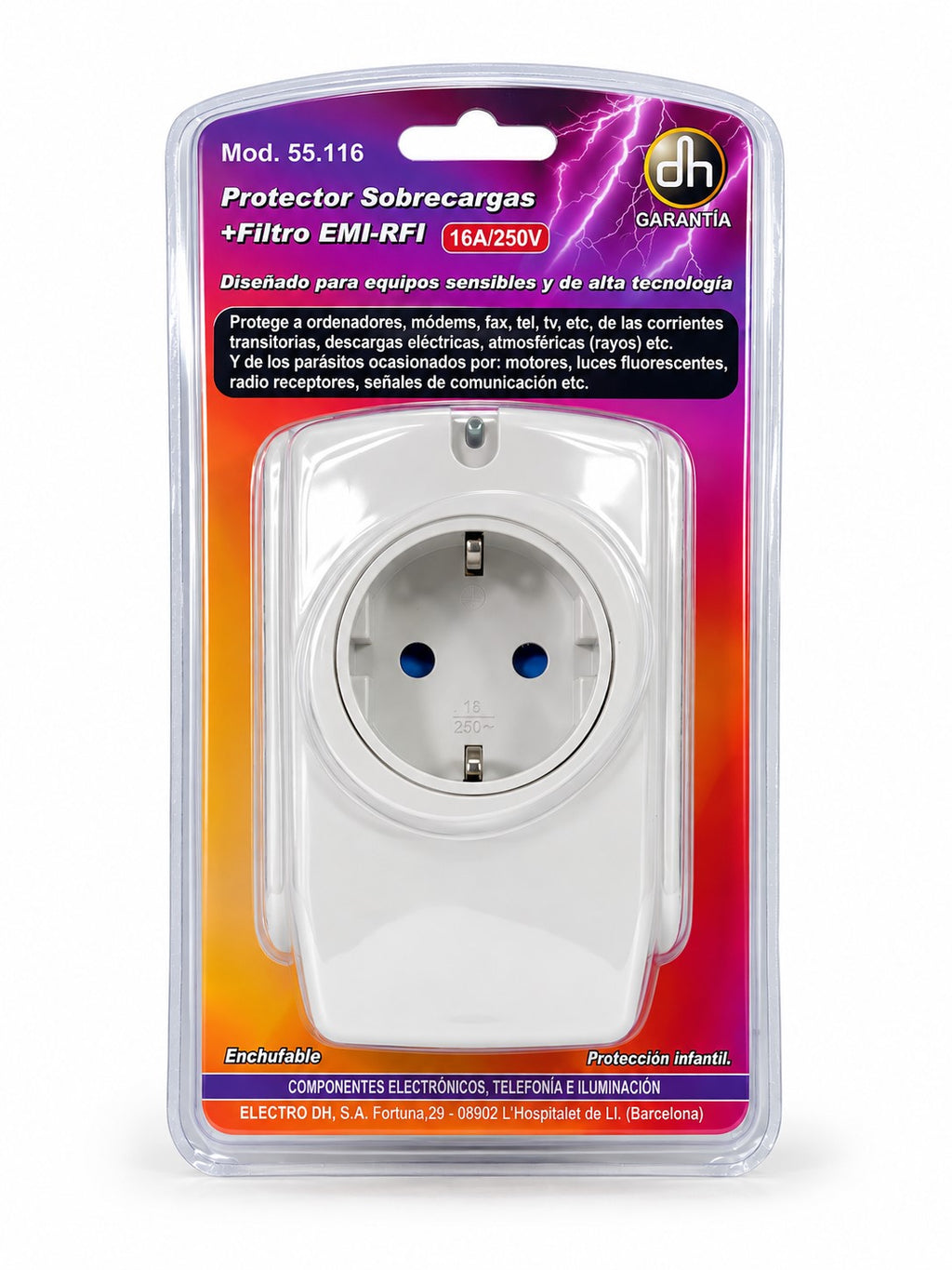 Protector de Sobretensiones 16A | Filtro EMI/RFI | 714 J | Protección para Equipos Eléctricos