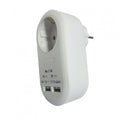 Cargador Doble USB de Red 12W Blanco con Toma 16A
