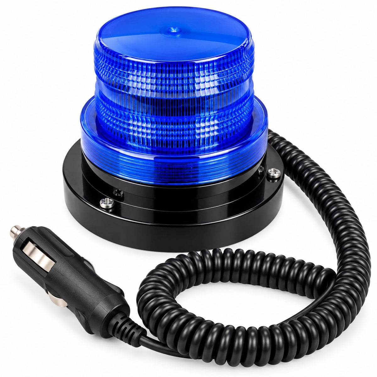 Luz de Aviso Estroboscópica Azul 12–36V | Base Magnética | IP65 | Conector Mechero