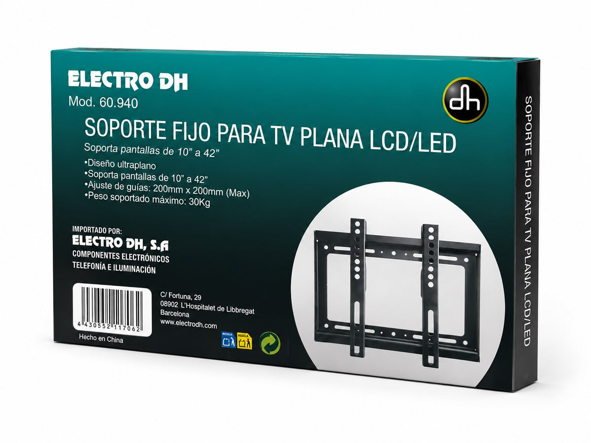 Soporte TV Fijo de Pared 14 a 42 Pulgadas | VESA 75x75 a 200x200 | Hasta 25 kg