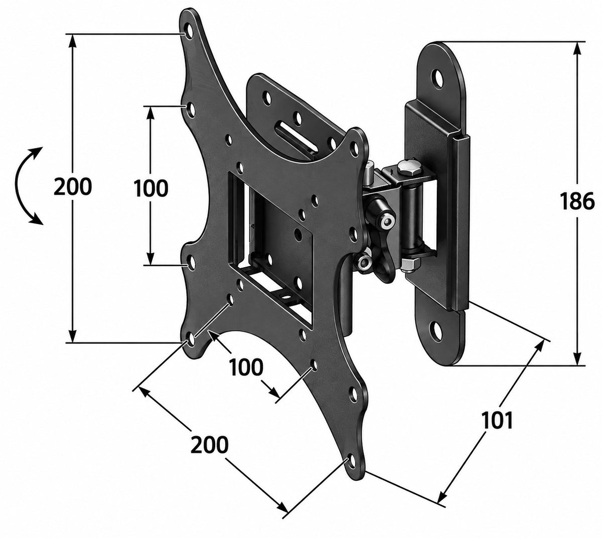 Soporte TV Articulado de Pared 13" a 37" | Giratorio 120°, Inclinable y VESA 200×200 | Hasta 25 kg
