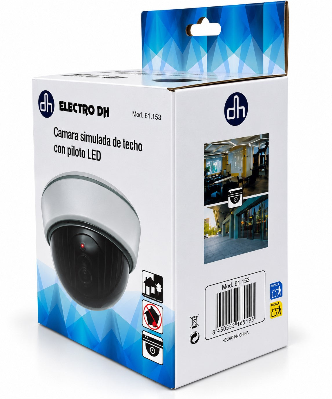 Cámara Simulada de Seguridad con LED Rojo | Techo o Pared | Funciona con Pilas