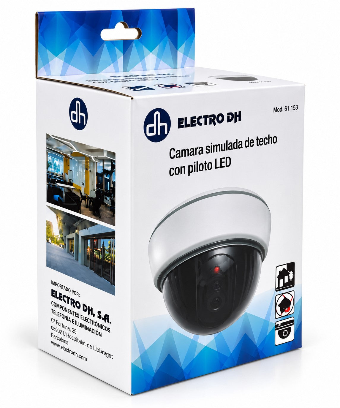 Cámara Simulada de Seguridad con LED Rojo | Techo o Pared | Funciona con Pilas