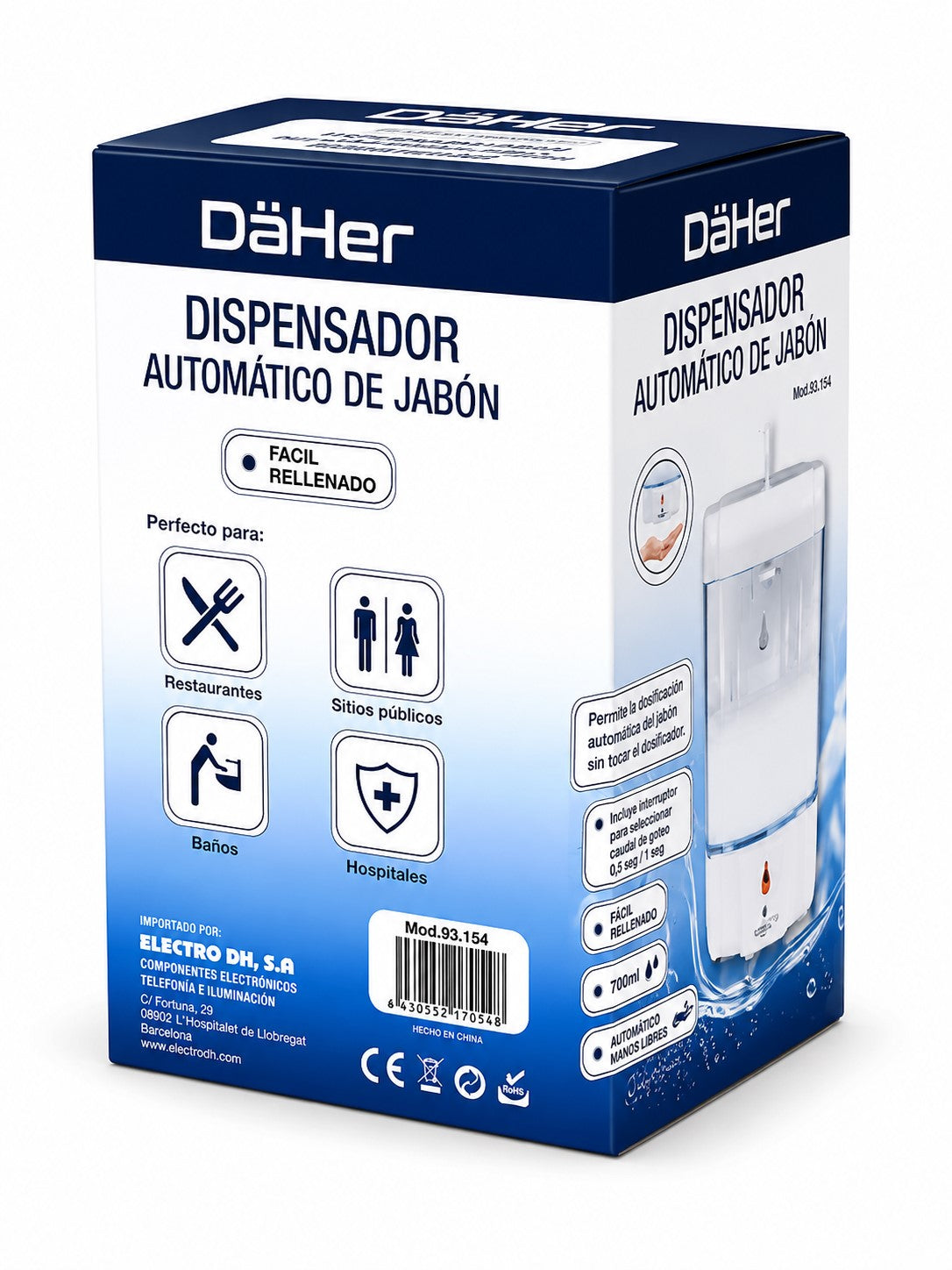 Dispensador Automático de Jabón con Sensor de Movimiento 700 ml de Pared
