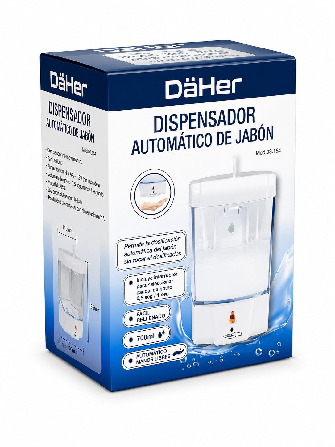 Dispensador Automático de Jabón con Sensor de Movimiento 700 ml de Pared