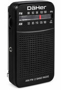 Radio de Bolsillo AM-FM Portátil Analógica 2 Pilas AA | Radio Pequeña Negra