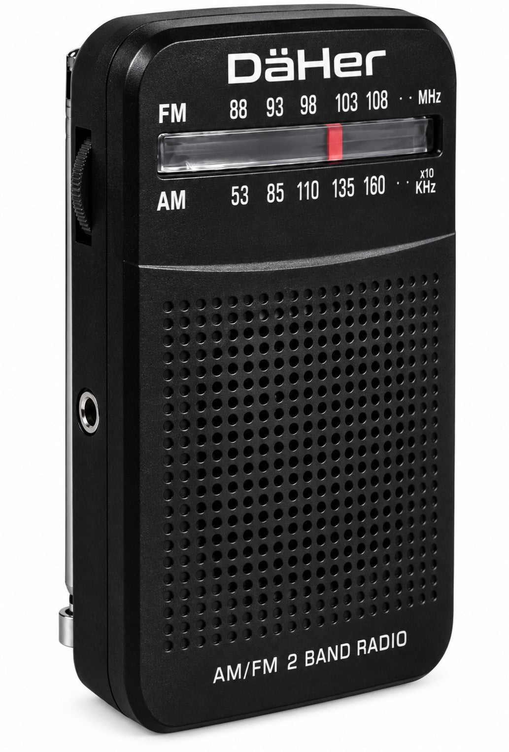 Radio de Bolsillo AM-FM Portátil Analógica 2 Pilas AA | Radio Pequeña Negra