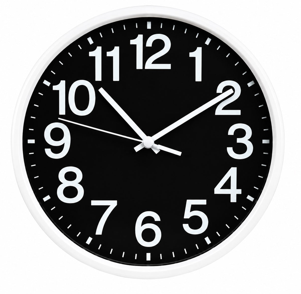 Reloj de Pared Redondo Ø25 cm | Negro | Segundero Silencioso | Números Grandes
