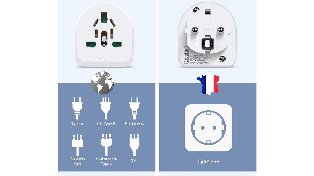 Adaptador clavija corriente de viaje, universal, apto para diversos paises