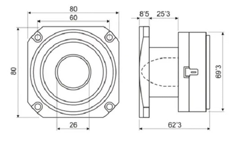 Altavoz Tweeter 190W-RMS, Pico maxima potencia 380W, 2 unidades