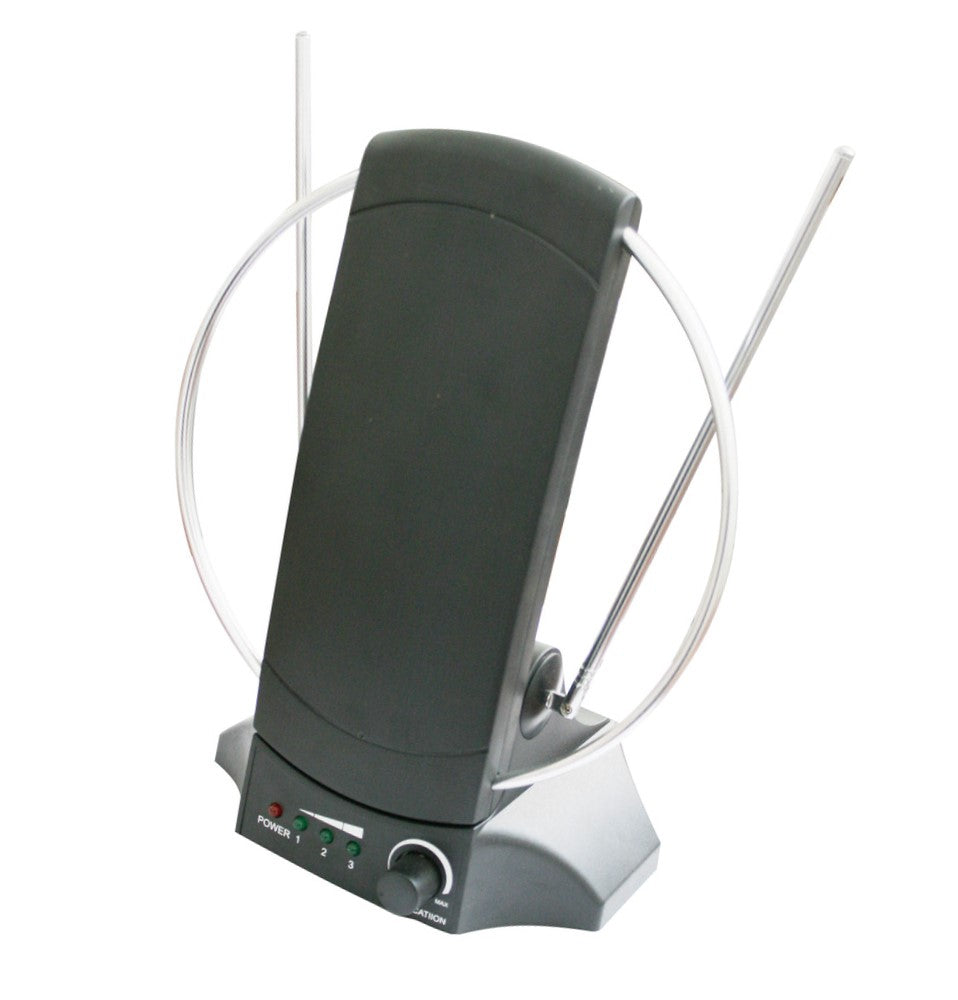 Antena TV Interior Amplificada 36 dB | UHF/VHF | Alimentación 230V