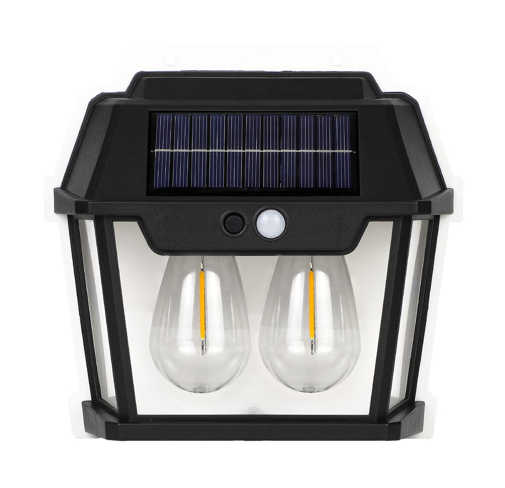 Aplique Solar led, 2 bombillas, alta luminosidad, sensor movimiento