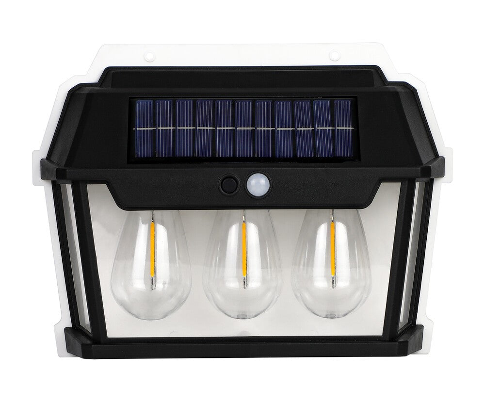 Aplique Solar led, 3 bombillas, alta luminosidad, sensor movimiento