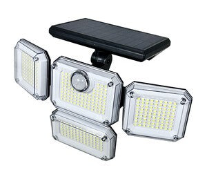 Aplique solar Led 4 focos, 8W, 650 lumens, 6500k, luz blanca