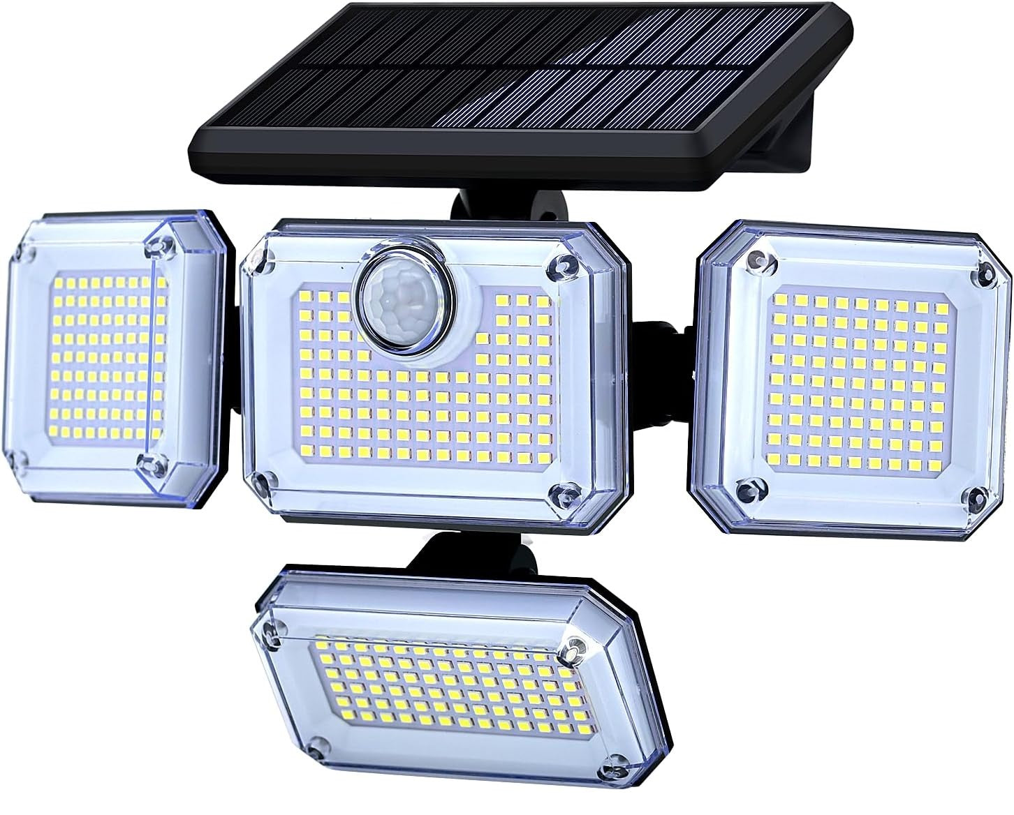Aplique solar Led 4 focos, 8W, 650 lumens, 6500k, luz blanca