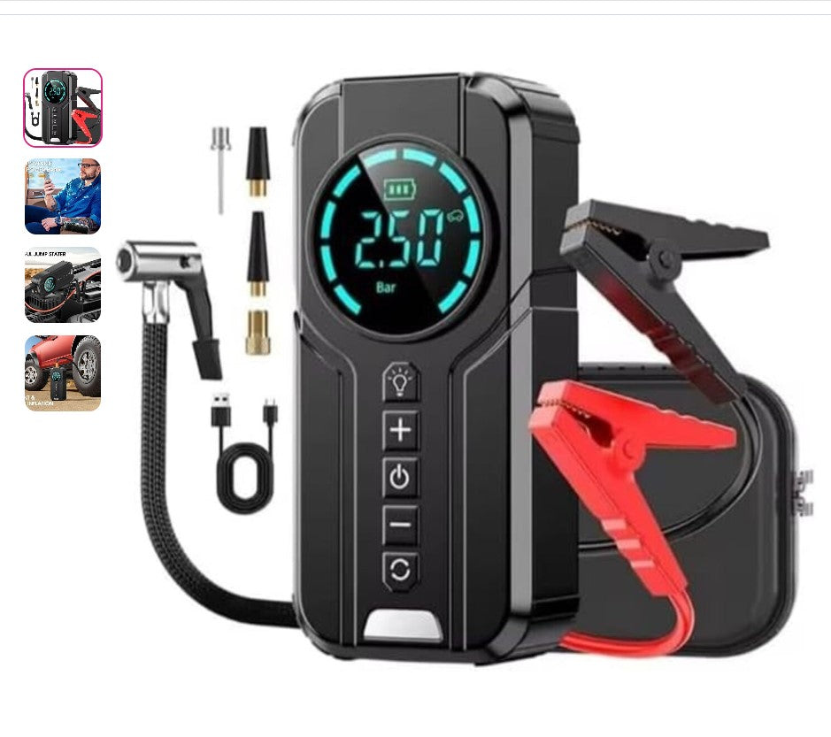 Arrancador bateria 12V, inflador neumaticos, power bank