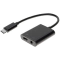 Adaptador USB-C Macho a USB-C Hembra con Jack 3,5 mm | Carga y Audio Simultáneo