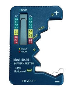 Comprobador Digital Universal de Pilas | Pantalla LCD | Medidor de Voltaje para AAA, AA, C, D, N, Botón y 9V