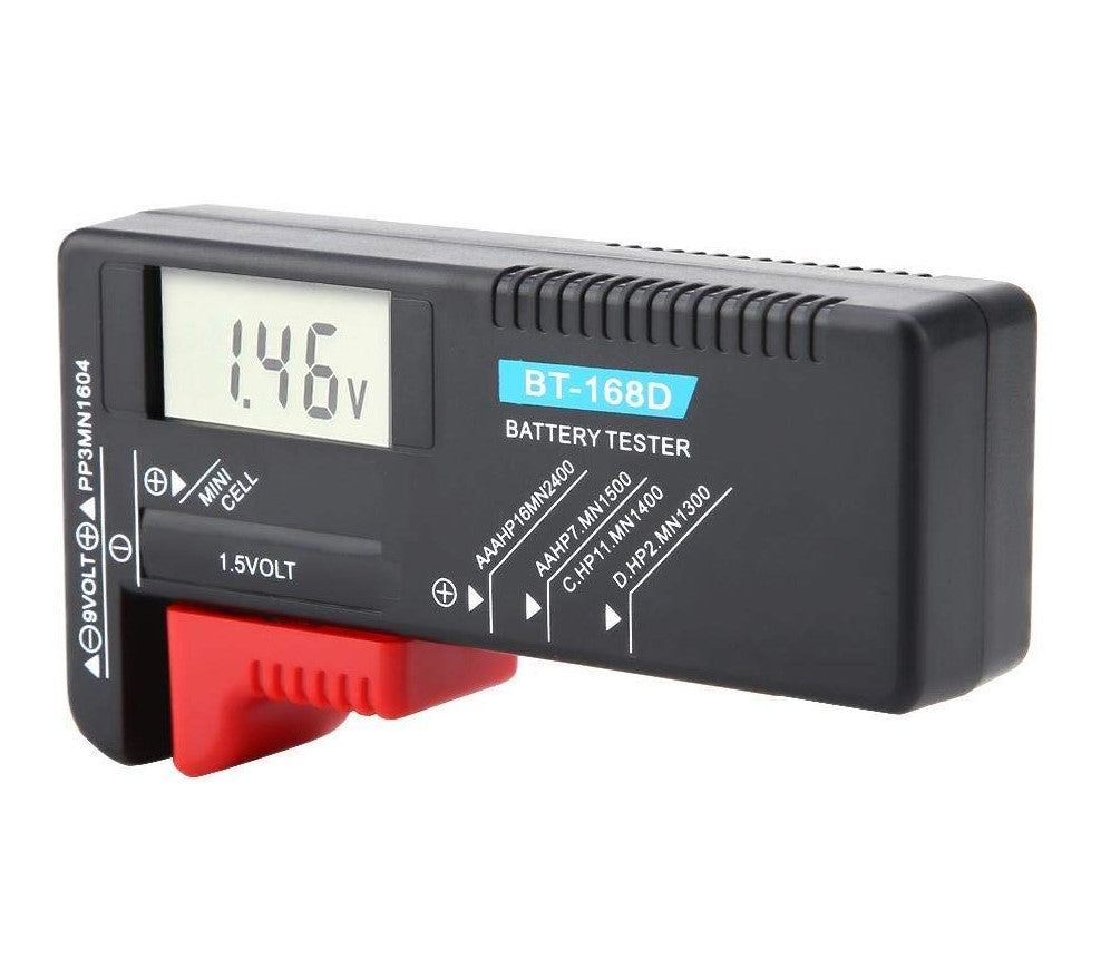 Comprobador pilas y baterias 1,5 a 9V, pantalla lcd