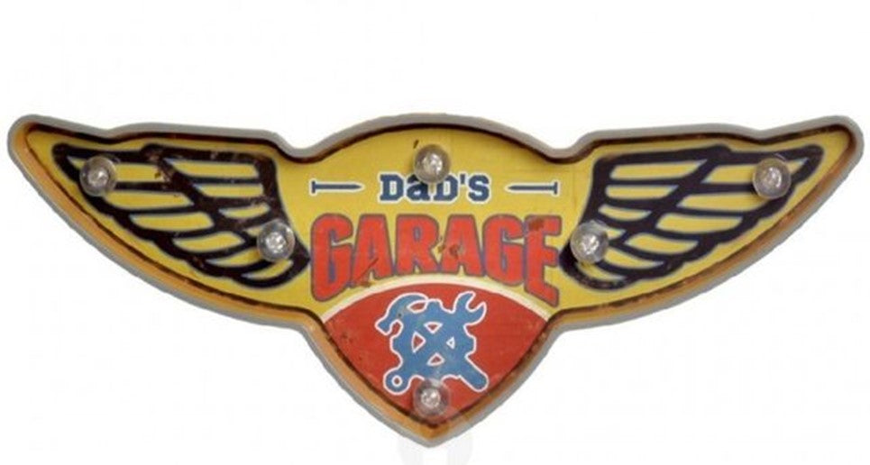 Cuadro Custom, garage, iluminado, estilo vintage, amarillo