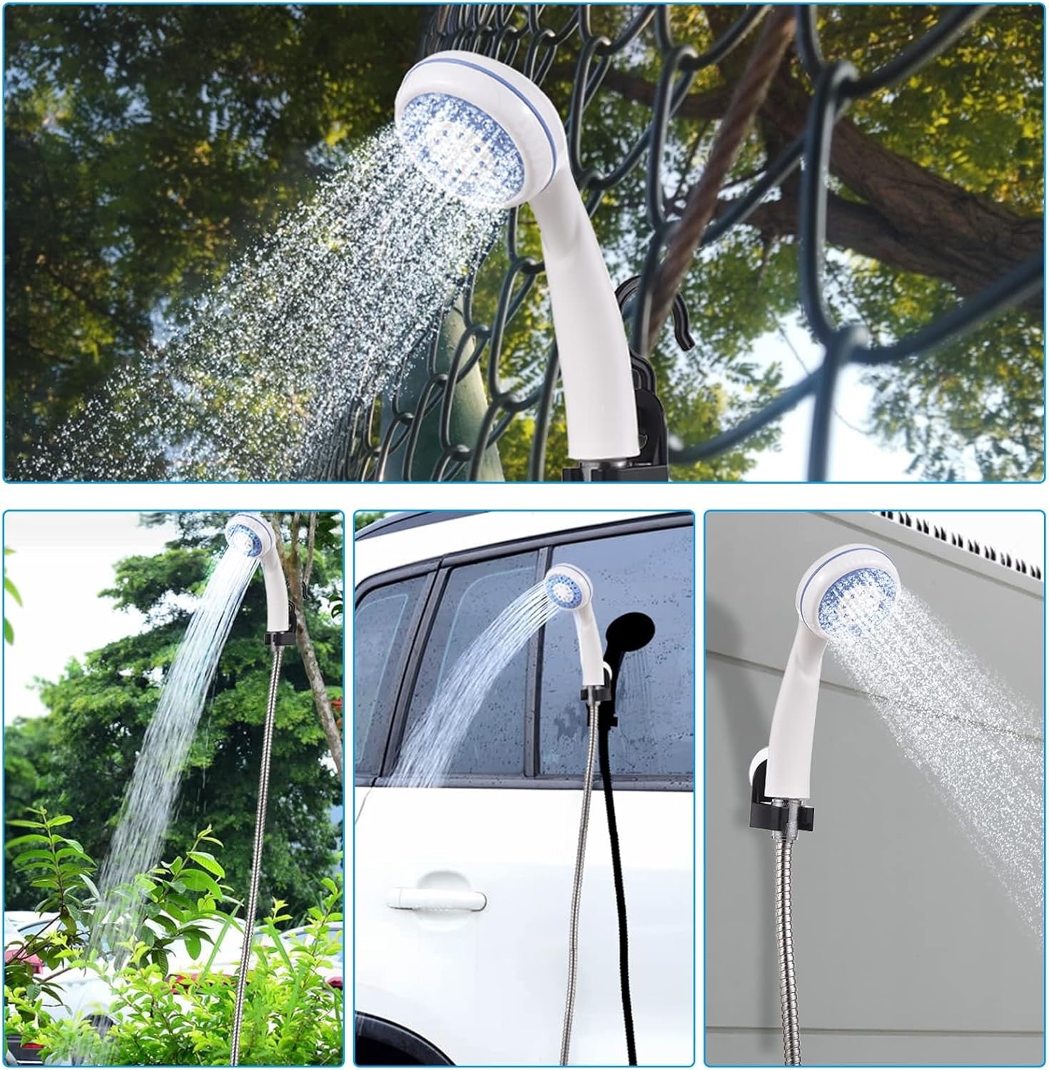 Ducha Portátil IPX7 con Bomba de Agua y Manguera de 150 cm