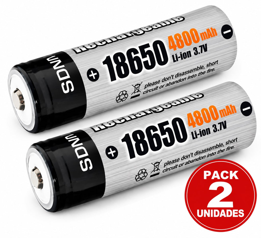 Pack Cargador + 2 Baterías 18650 Recargables 3,7V 4800mAh | Cargador Dual Li-Ion