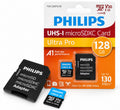 Tarjeta MicroSD Philips 128GB Ultra Pro | UHS-I U3 V30 A1 | Hasta 130 MB/s con Adaptador SD