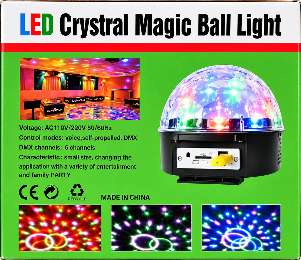 Bola de Luces LED Disco Multicolor | Control por Sonido y DMX | Efecto Fiesta