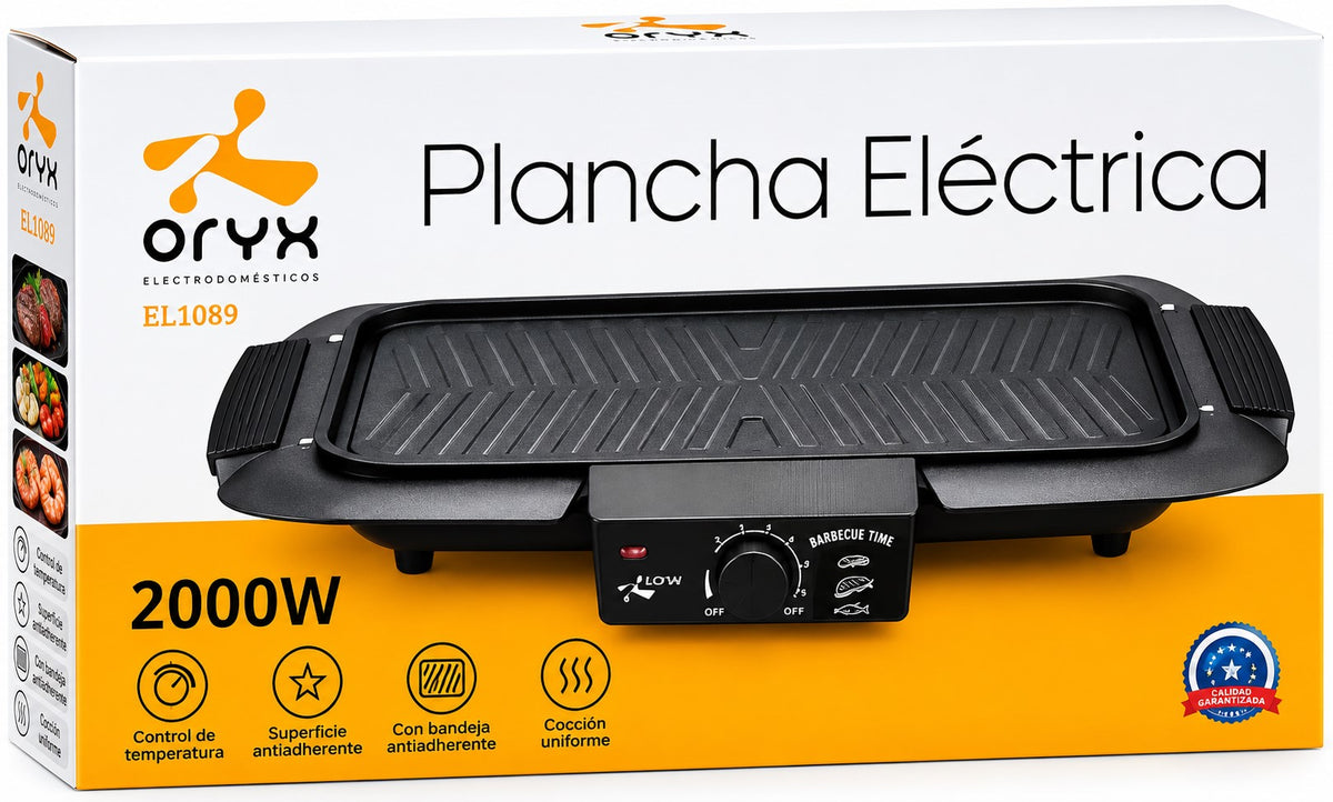 Plancha Eléctrica 2000W | Superficie Antiadherente 50 × 35,5 cm | Temperatura Regulable