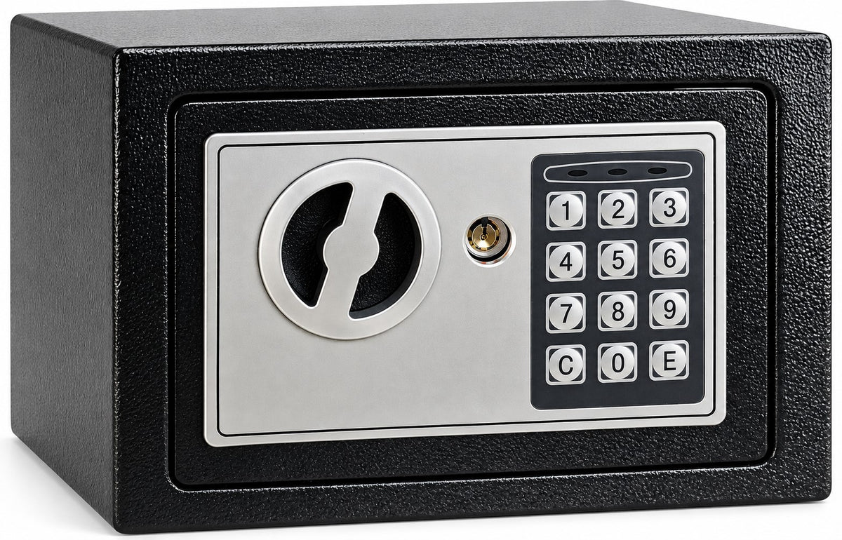 Caja Fuerte Electrónica T-17 8L | Teclado Digital + Llaves | Anclaje a Pared o Suelo
