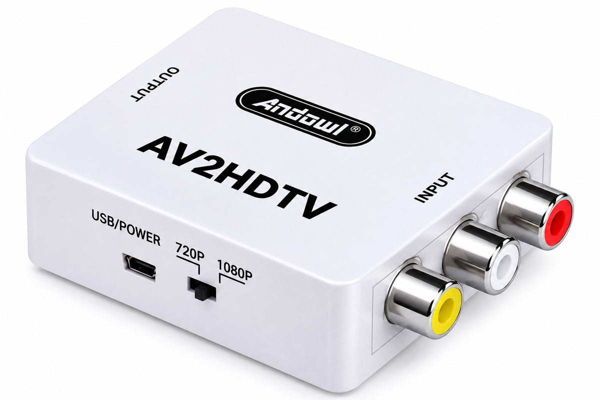 Conversor | Convertidor AV RCA a HDMI | Adaptador de Vídeo y Audio Full HD 1080p