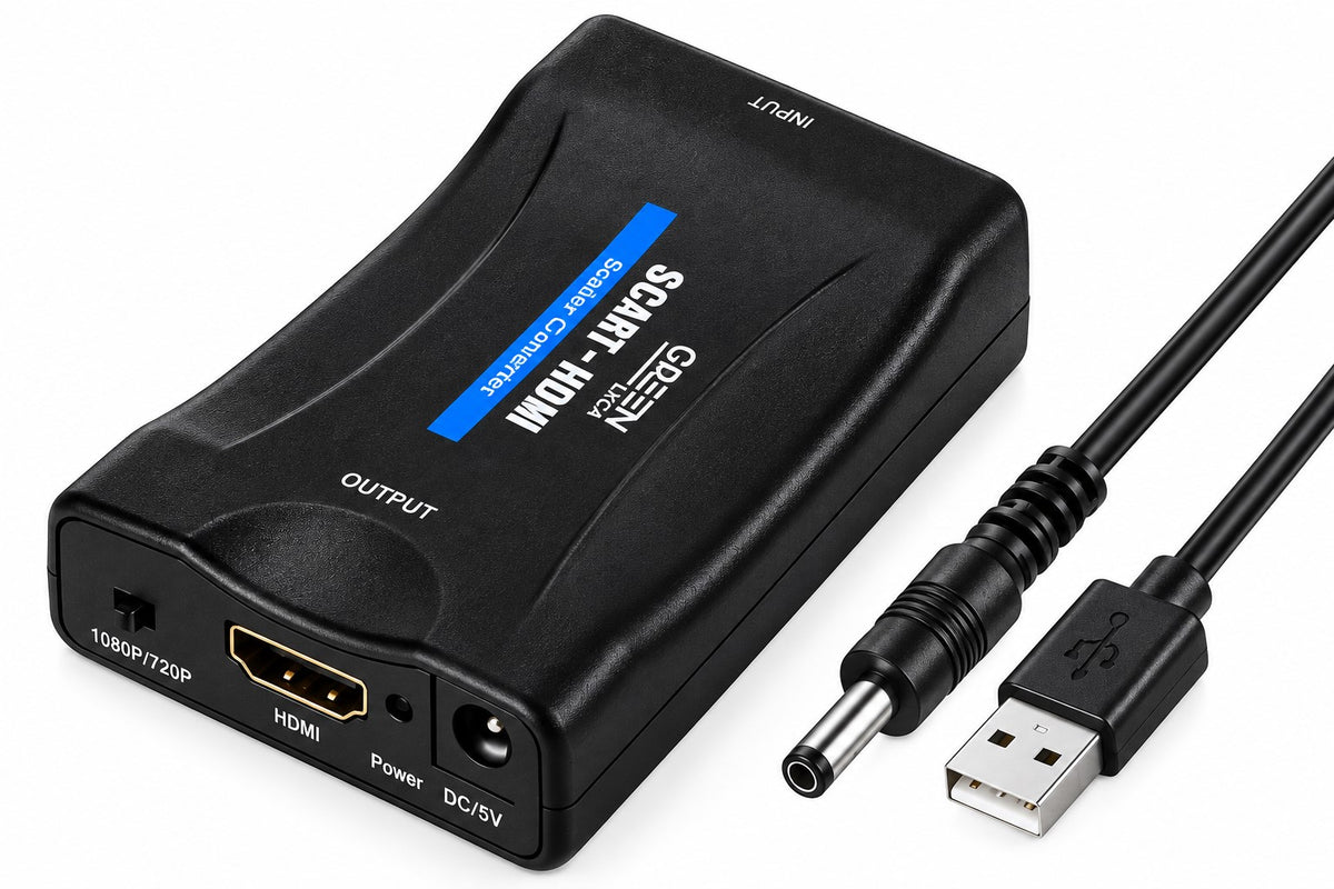 Convertidor | Conversor Euroconector SCART a HDMI GREEN LYCA GL70543 | Full HD 1080p 60Hz | Alimentación USB