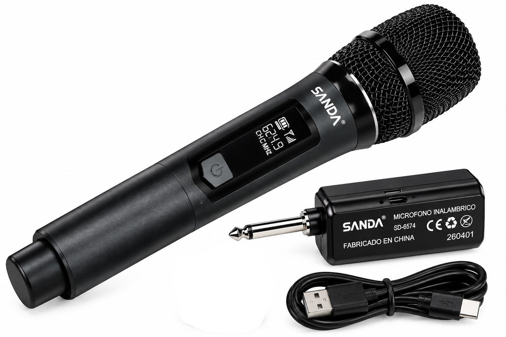 Micrófono Inalámbrico | UHF Digital Recargable | Alcance 30-50 m