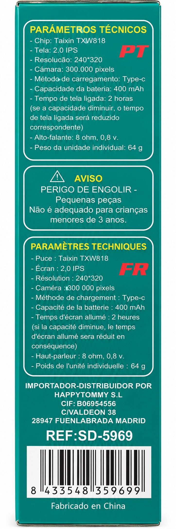 Walkie Talkie Infantil SANDA con Cámara | Pantalla 2” | Videocomunicación | Recargable USB-C