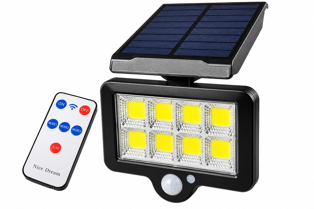 Foco Solar LED 10W 1000 lm | Sensor de Movimiento + Mando | 3 Modos
