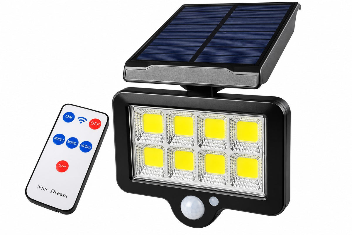 Foco Solar LED 10W 1000 lm | Sensor de Movimiento + Mando | 3 Modos