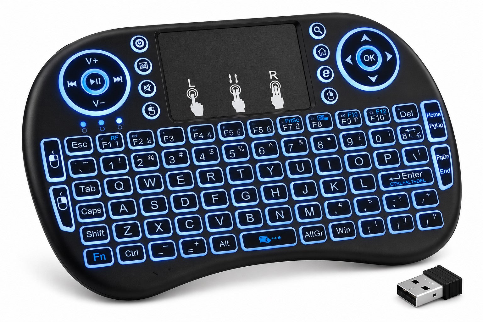 Mini Teclado Inalámbrico Retroiluminado con Touchpad y Control Multimedia