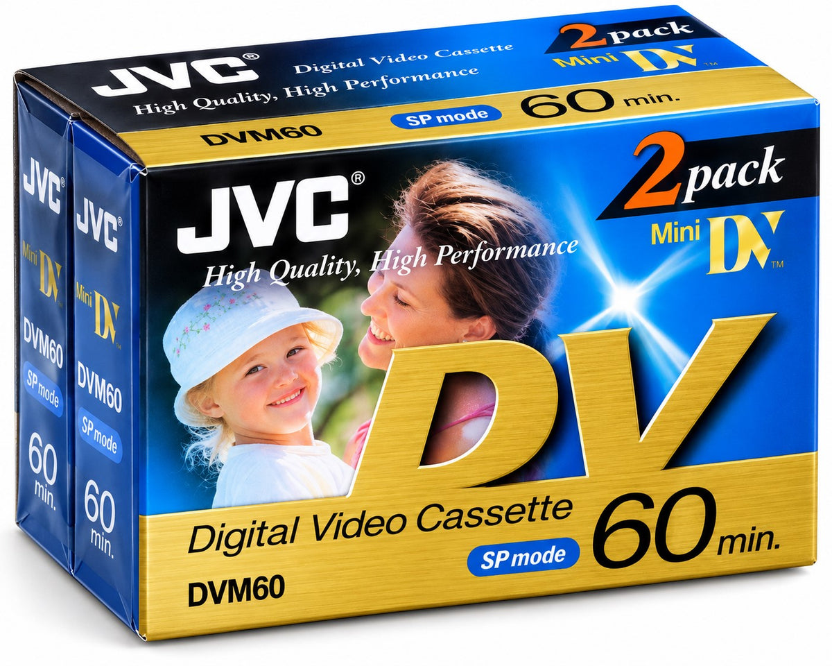 Pack 2 Cintas MiniDV JVC DVM60 – 60 Minutos SP por Cinta | Digital Video Cassette